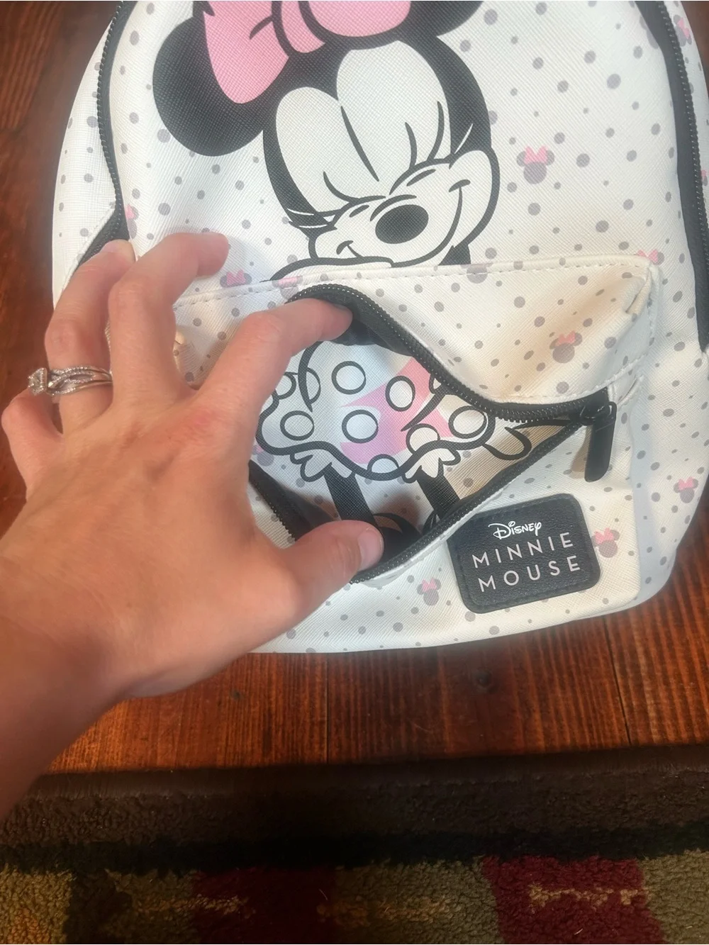 Disney Minnie Mouse Kids Backpack - White with Pink Bow